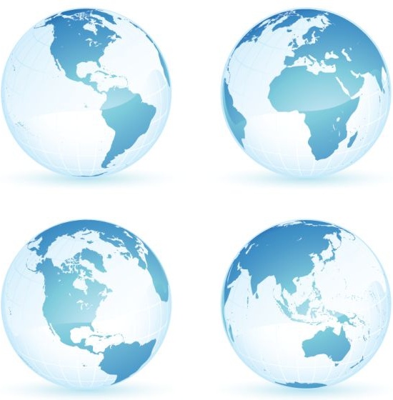 bumi ikon set bola biru desain