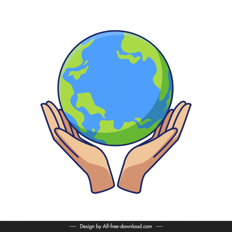 Элемент дизайна Earth Save плоские руки, держащие эскиз земли