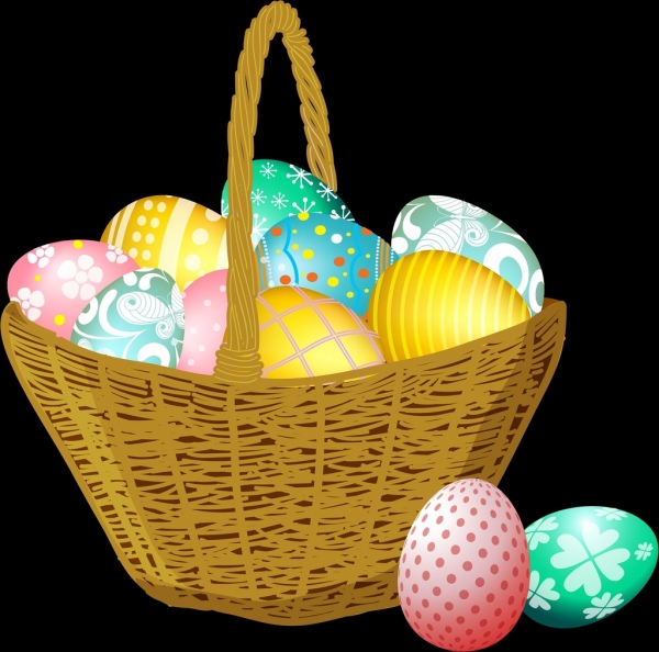 пасхальный фон корзина красочные яйца иконы декор