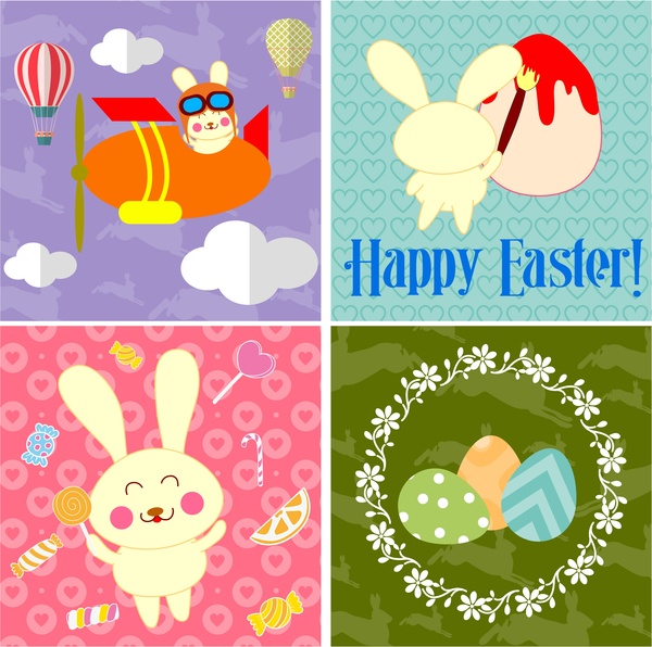 復活節背景範本設計與雞蛋和兔子