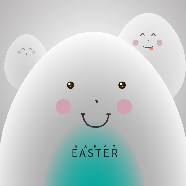 Paskah telur putih latar belakang ikon lucu bergaya kartun