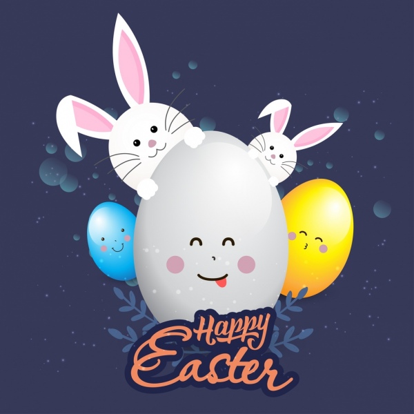Ostern Banner Hasen Eiern Ikonen stilisiert design