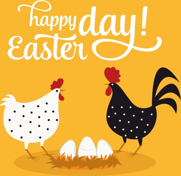 عيد الفصح شعار دجاج البيض الرموز الملونة تصميم الرسوم المتحركة