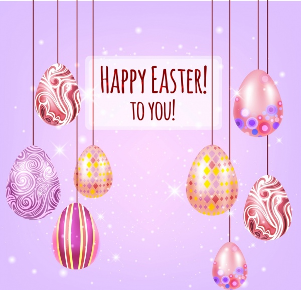 warna-warni menggantung hiasan telur Paskah banner