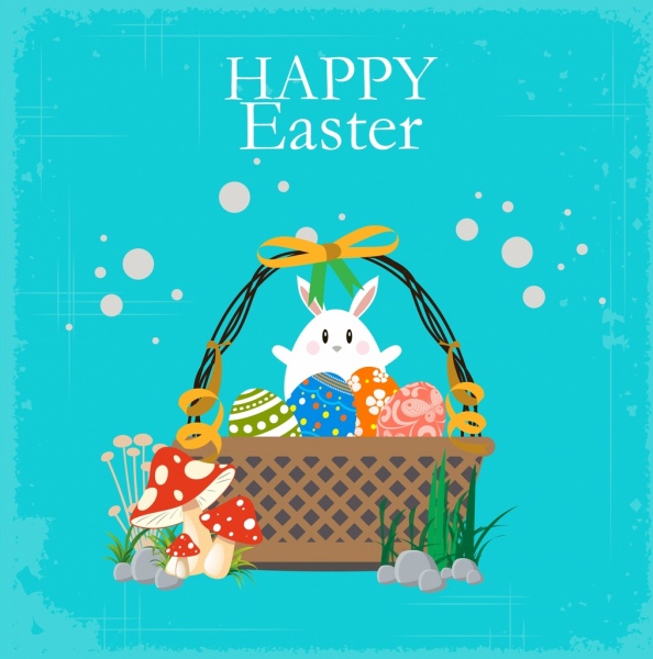 пасхальный баннер милый кролик красочные яйца сумка иконки