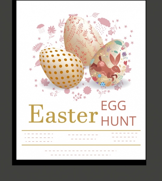 Easter banner dihiasi telur kelinci bunga ikon