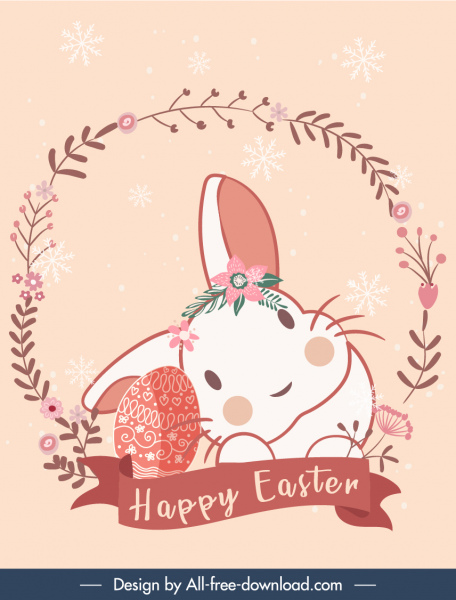 plantilla de banner de pascua decoración de cinta de corona de huevo de conejo