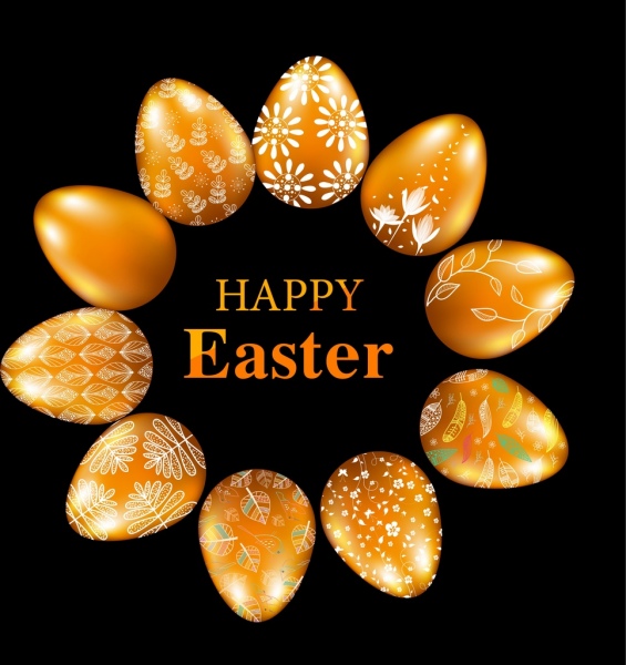 iconos de brillantes huevos decorados de Pascua bandera plantilla