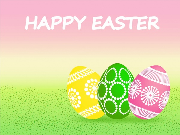 Easter kartu latar belakang desain dengan telur hias