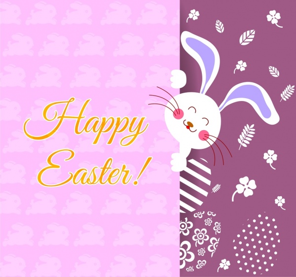 复活节贺卡封面可爱兔蛋装饰