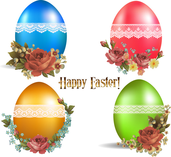 다채로운 부활절 달걀과 부활절 카드 디자인