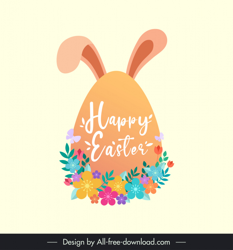 Páscoa colorida cartão design elemento ovo flor orelhas de coelho decoração