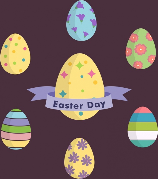 Paskah hari latar belakang warna-warni telur dekoratif ikon