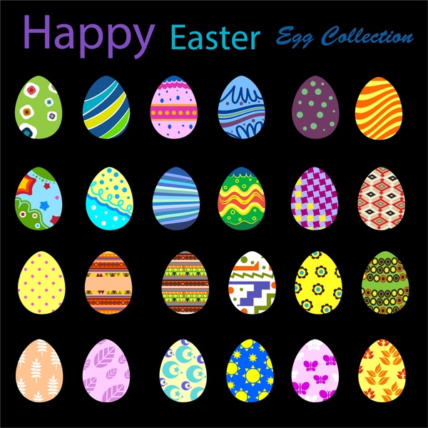 Telur Paskah koleksi desain dengan berbagai warna