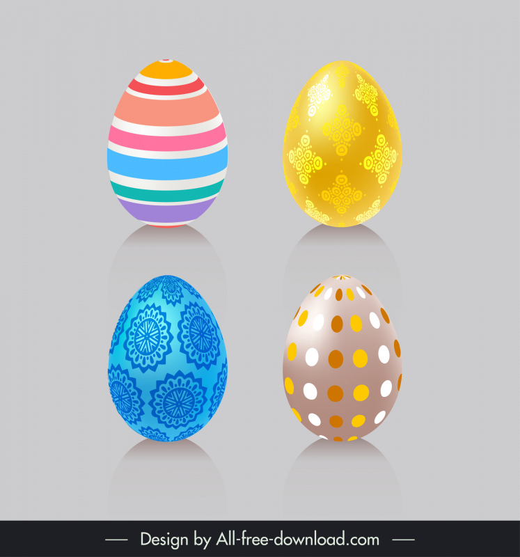  Easter Eggs Icons Sets Elegante bunte sich wiederholende Muster Dekor
