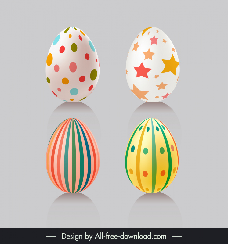  Ikon telur paskah menetapkan dekorasi pola berulang modern yang elegan