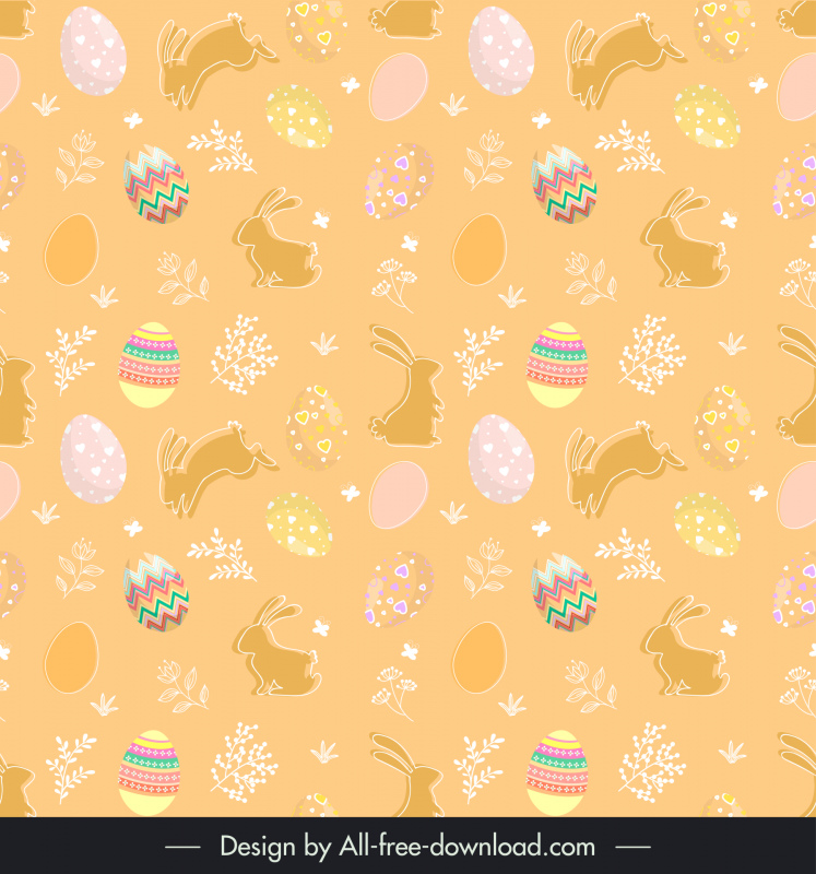  modelo padrão de páscoa moderno repetindo coelhos folha de ovos decoração