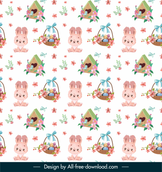 пасхальный шаблон шаблона повторяющегося декор дома из яиц кролика