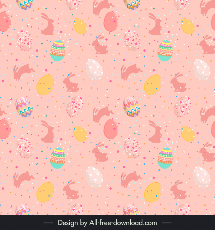  paskalya desen şablonu tekrarlayan siluet tavşanlar yumurta dekor