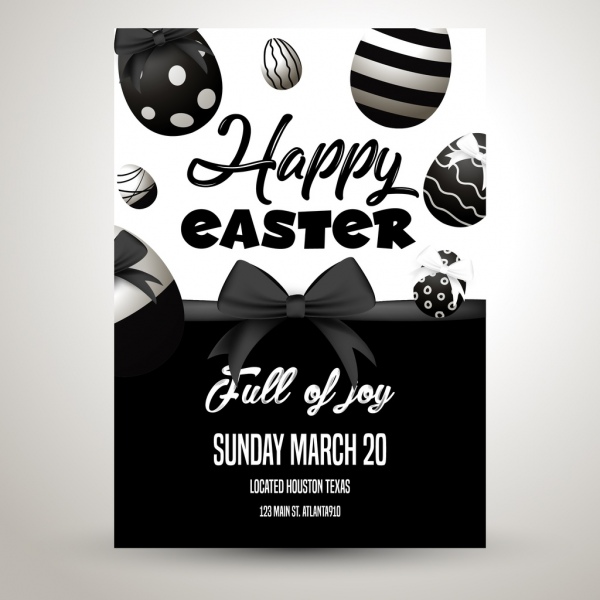 Telur Paskah poster simpul dekorasi hitam putih desain
