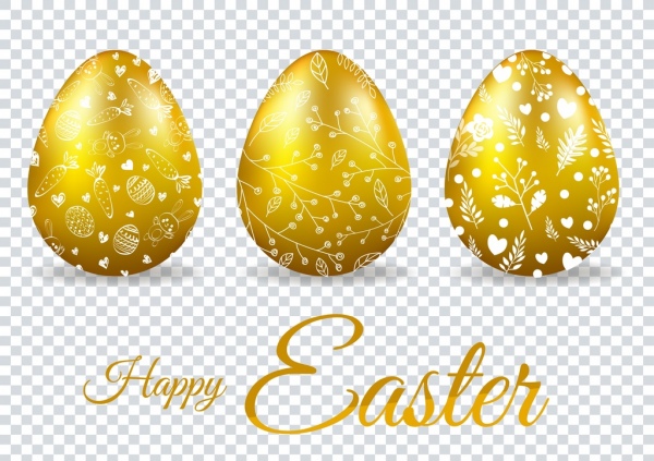 Cartel de oro brillante decoracion de huevos de Pascua