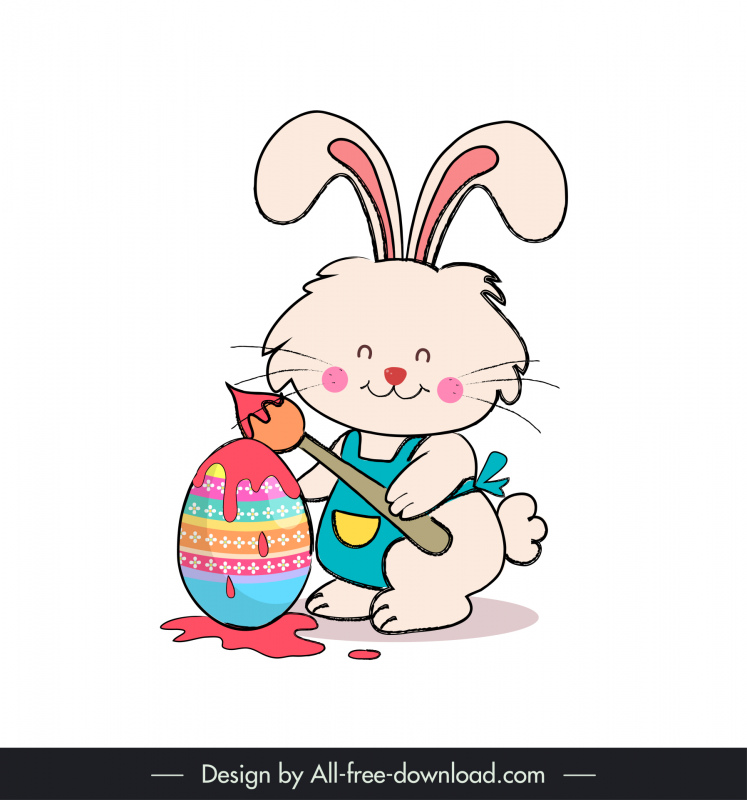 oeuf de lapin de Pâques icône mignon dessin animé croquis