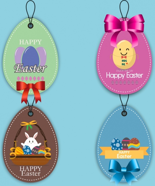 tags coleção colorida brilhante decoração de Easter arredondado projeto