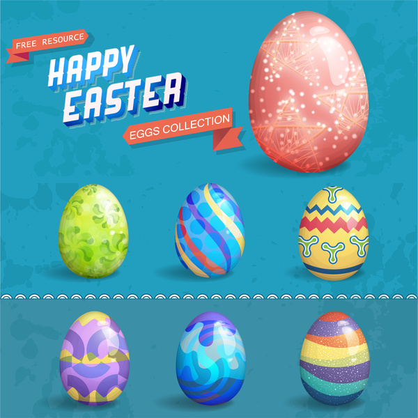 復活節範本設計與五顏六色的雞蛋