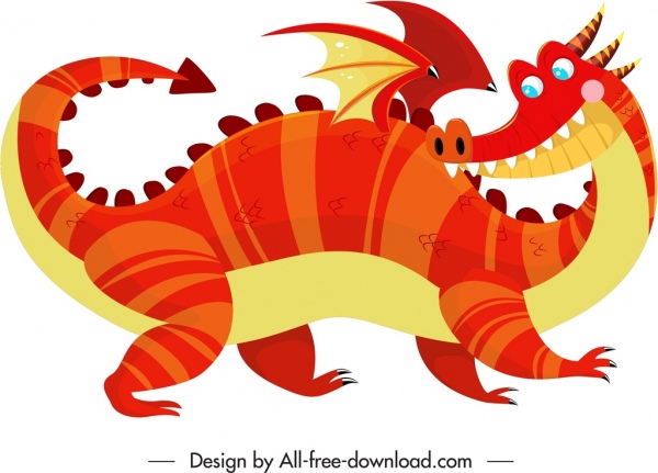 значок восточного дракона забавный мультфильм эскиз персонажа