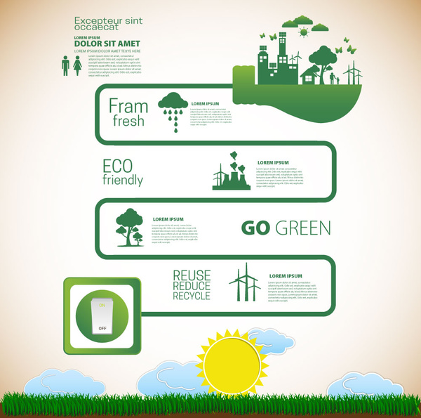 Eco-Banner-Design mit Infografik Stil