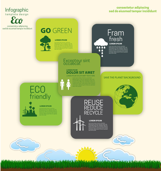 projeto de bandeira eco com infográfico ilustração de modelo
