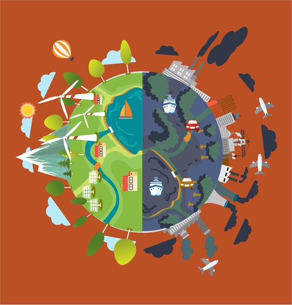 Eko banner tasarımı 3d tezat dünya çizim ile