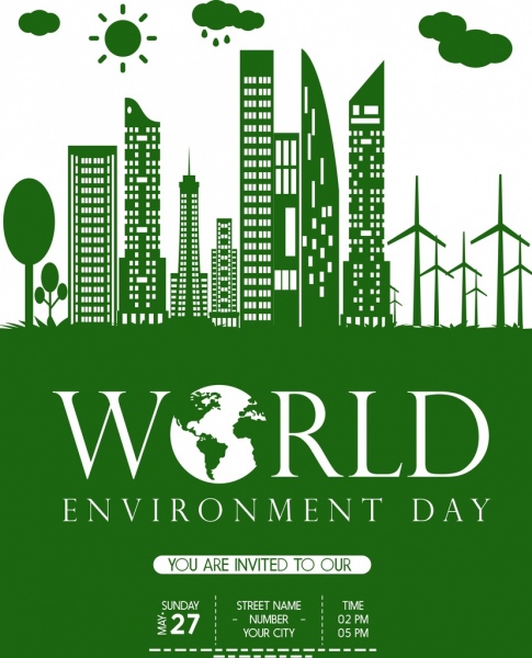 eko - projektu ikoną miasta banner zielone