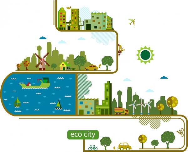 Eco cidade infográfico design com estilo vertical