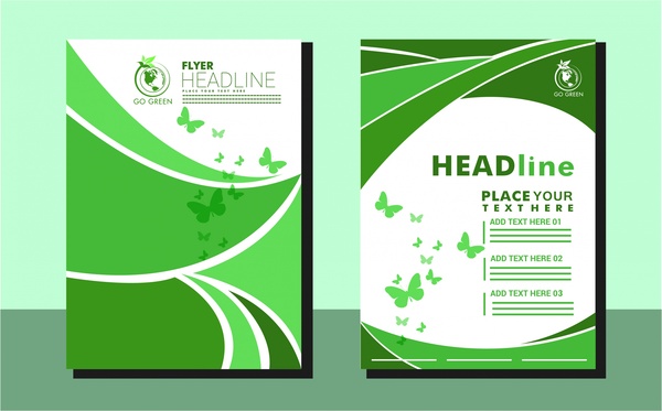 Eco Flyer Green Curves Garis dan Desain Kupu-kupu