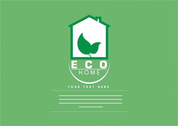 Eko ev afiş yaprak yeşil ev logo tasarım