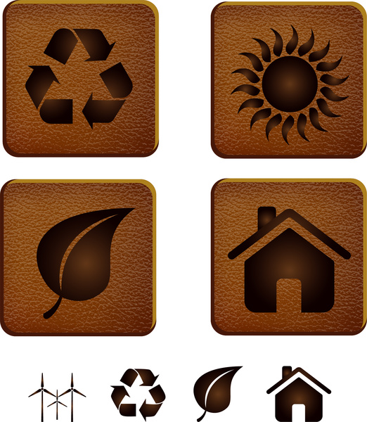 Eco ikon pada latar belakang kulit