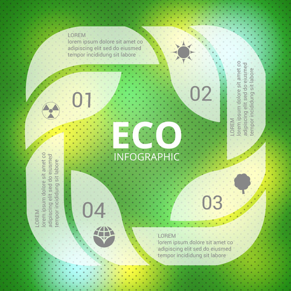 緑の背景のサイクル スタイルをエコ ・ インフォ グラフィック デザイン