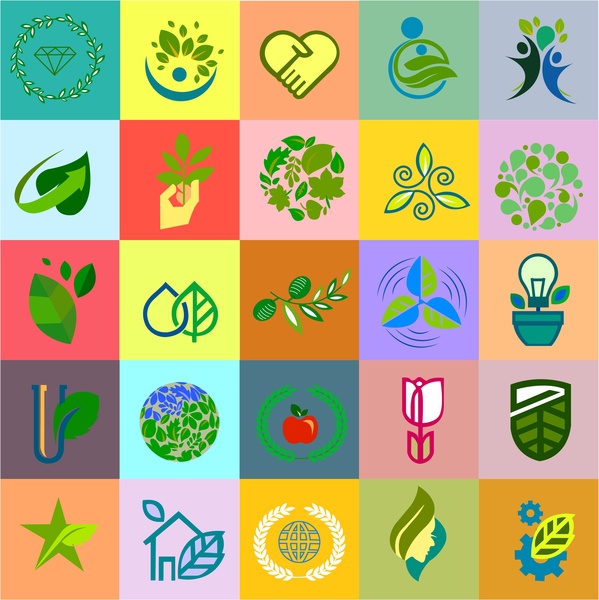 Eco hidup ikon terisolasi dengan simbol-simbol