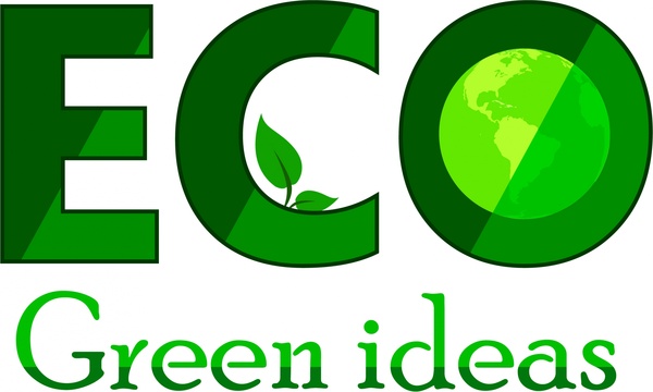 에코 로고 녹색 아이디어 단어와 globle 아이콘