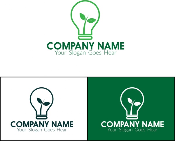 Eco logo множеств листьев и лампа дизайн