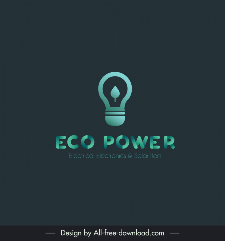 template eco power logo sketsa bola lampu desain kontras datar modern
