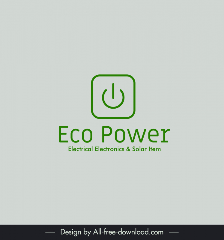 Logotipo de eco Power Botones verdes Textos Boceto plano