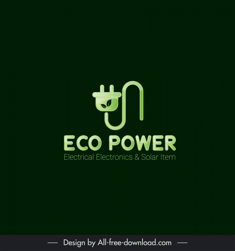 Eco Power Logotype Stecker Elektrische Leitung Skizze Moderner Kontrast Design