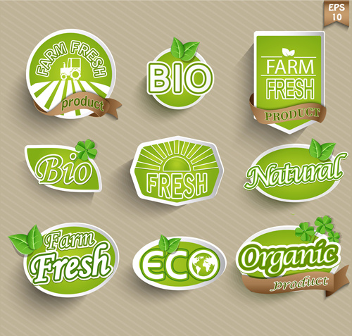 Eco mit Bio-Lebensmitteln Aufkleber Vektor