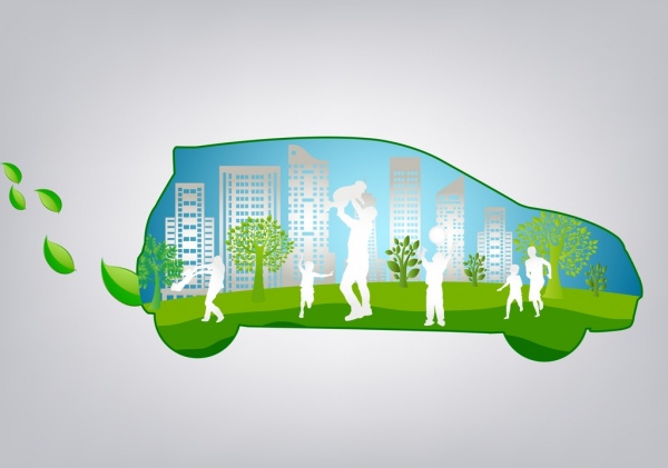 ekologia tło zielone wystrój samochód ikon sylwetkę człowieka