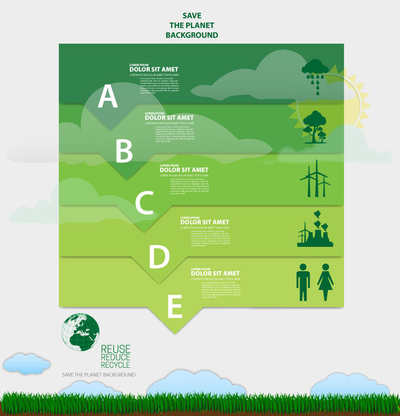 Ökologie-Banner-Design mit Vignette Infografik Stil