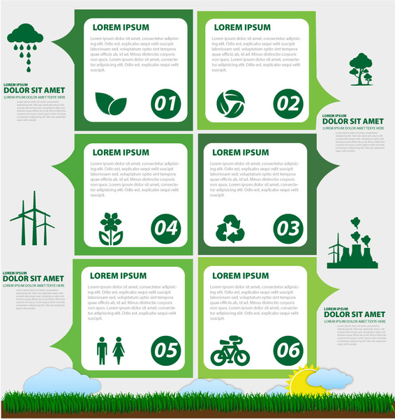 녹색 색상에서 infographic 일러스트와 함께 생태 배너