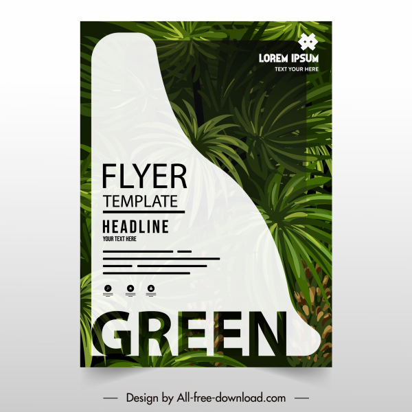 template sampul selebaran ekologi elegan dekorasi daun hijau