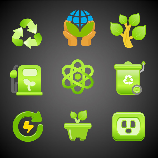 design de ícones de ecologia com cor verde